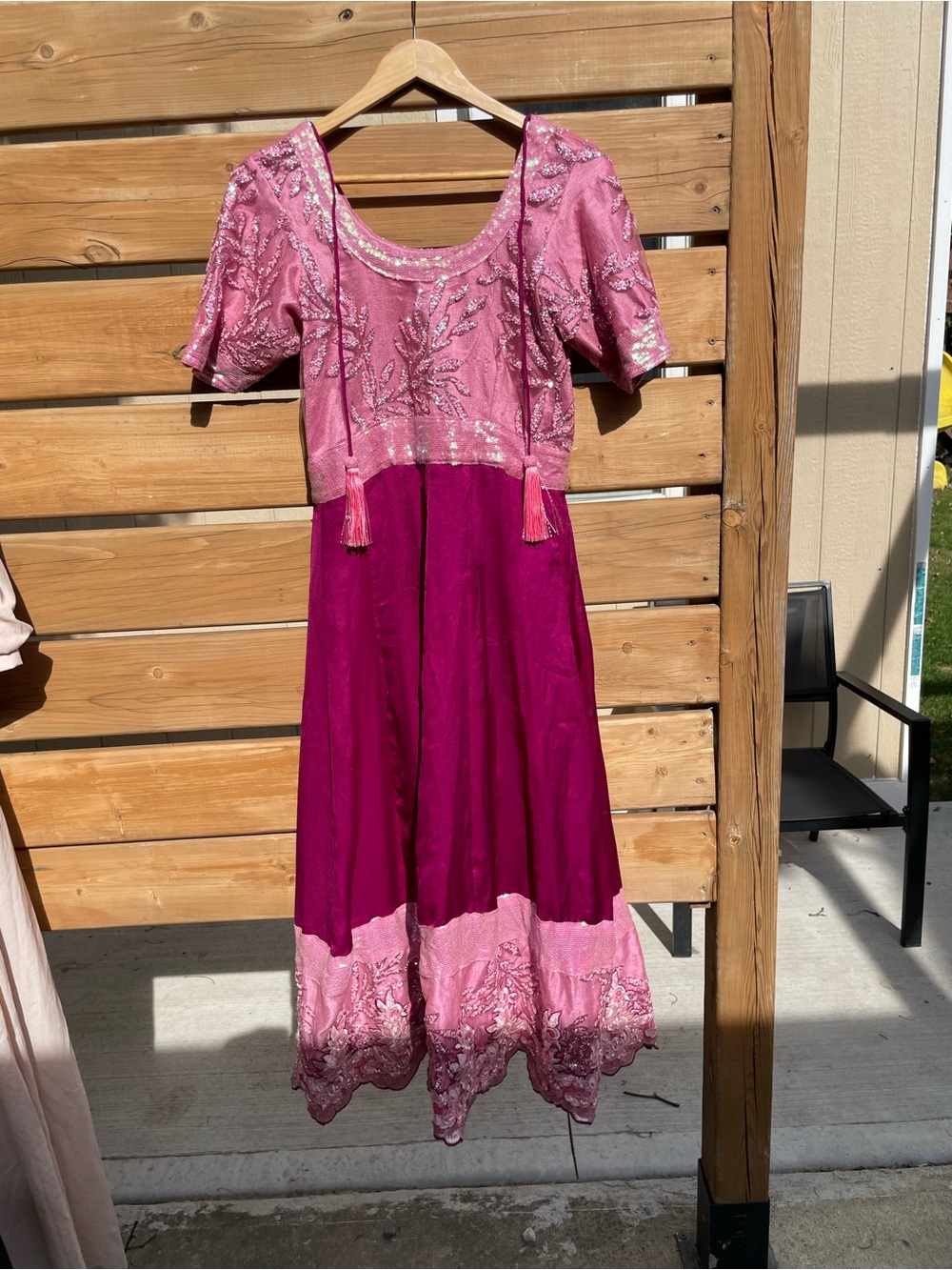 Beautiful Two-Tone Pink & Magenta Embroidered Anarkali Gown